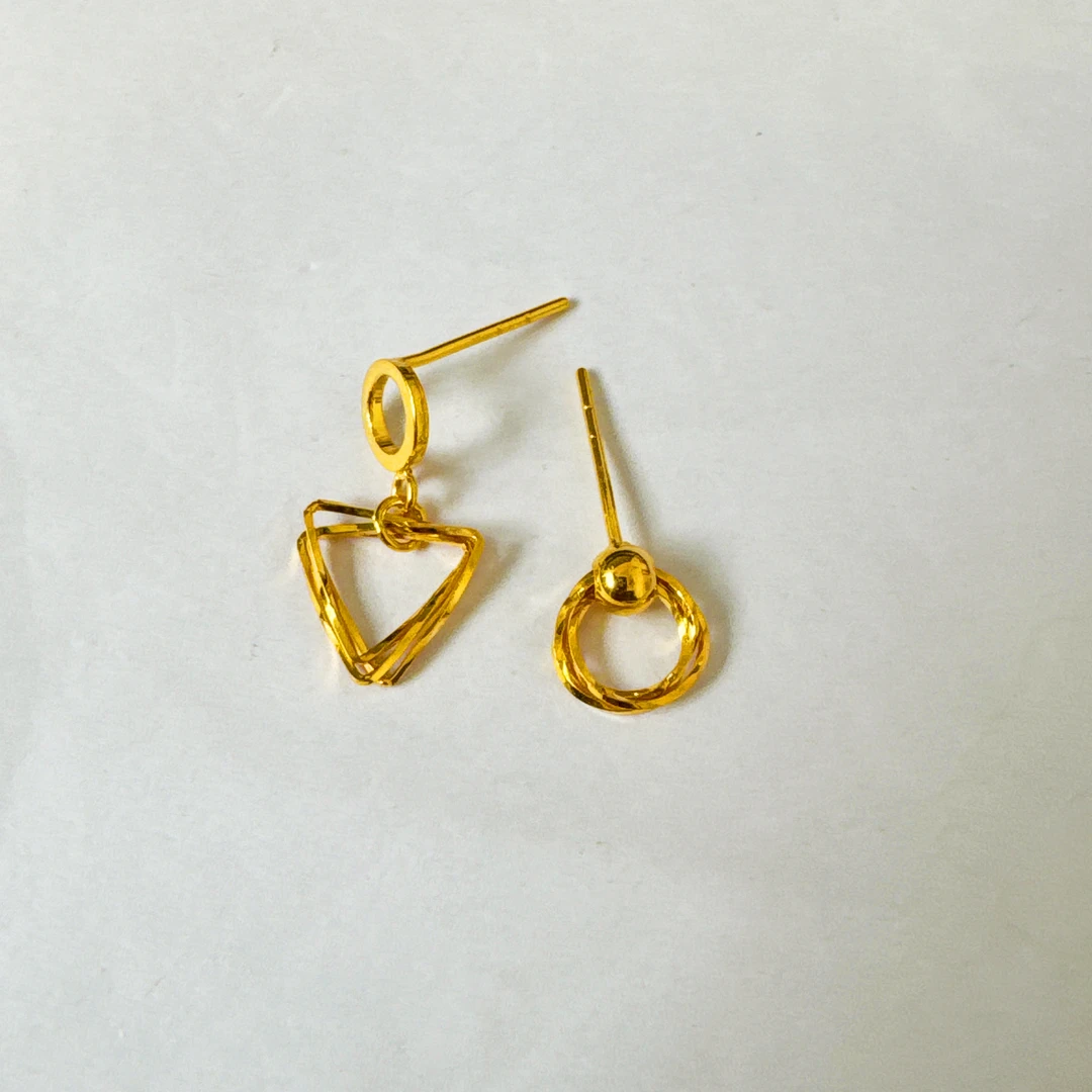 足金999  ab几何耳钉