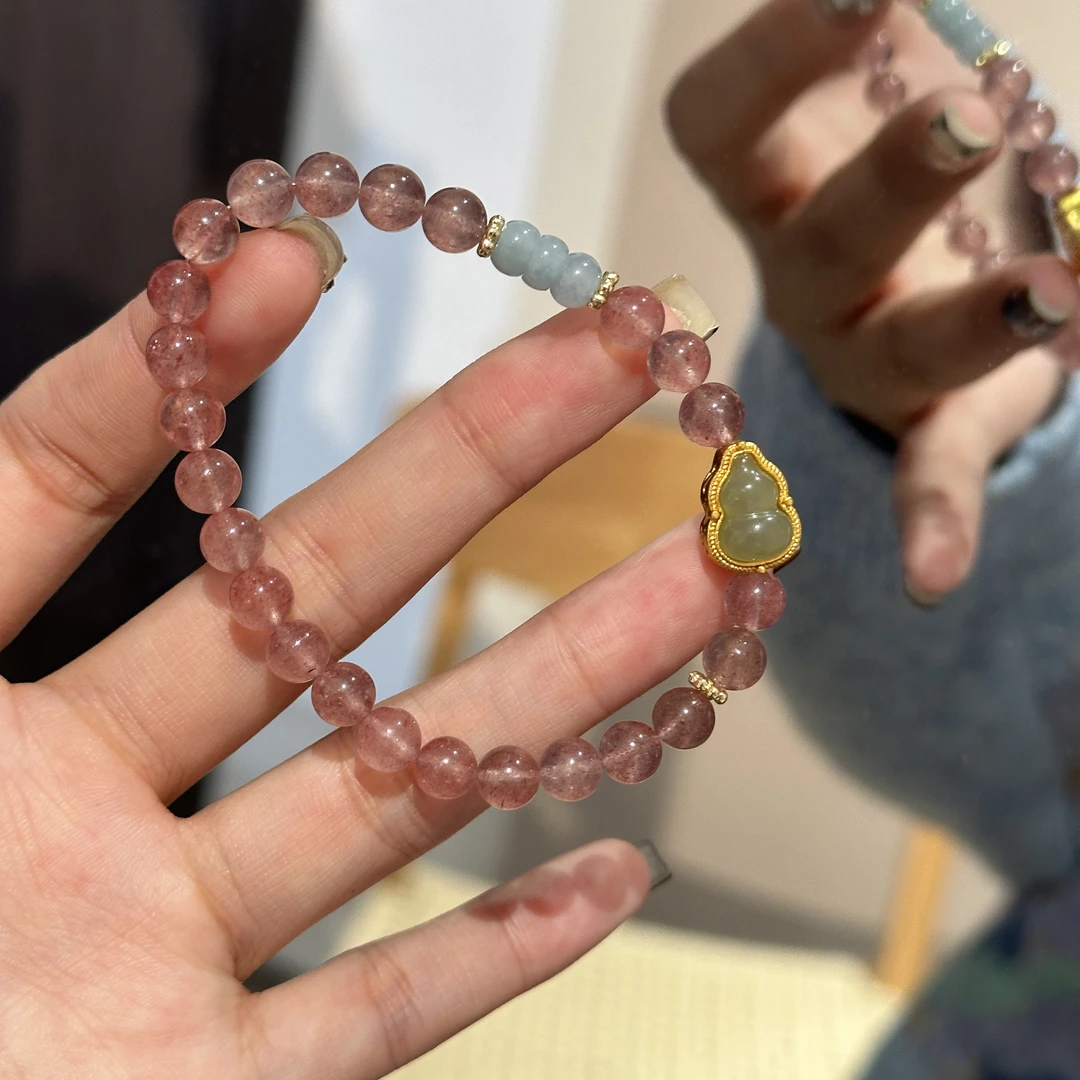 【必买草莓葫芦】天然草莓晶手串百搭显白原创小众设计手链礼物闺蜜