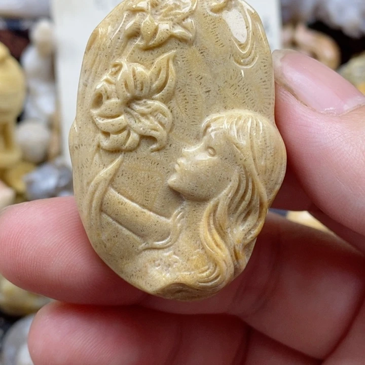 颈饰未镶嵌硅化珊瑚（珊瑚玉）