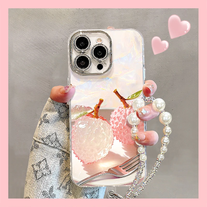 水晶荔枝适用苹果15华为vivo/oppo小米iPhone16精孔贝壳纹手机壳