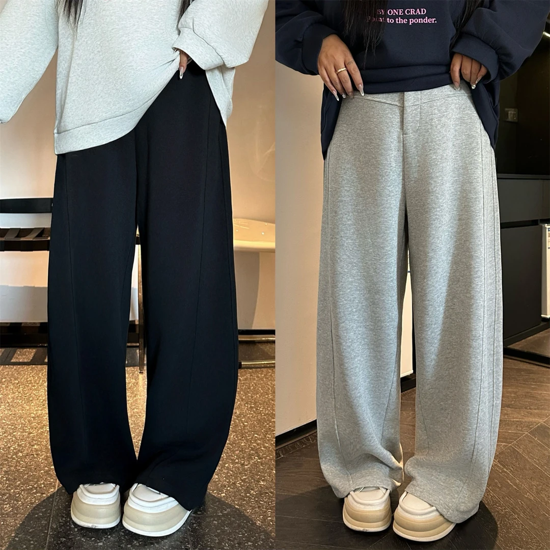 大码女装秋季宽松花契200斤胖mm弯刀雅痞通勤风松紧腰卫裤4330-H