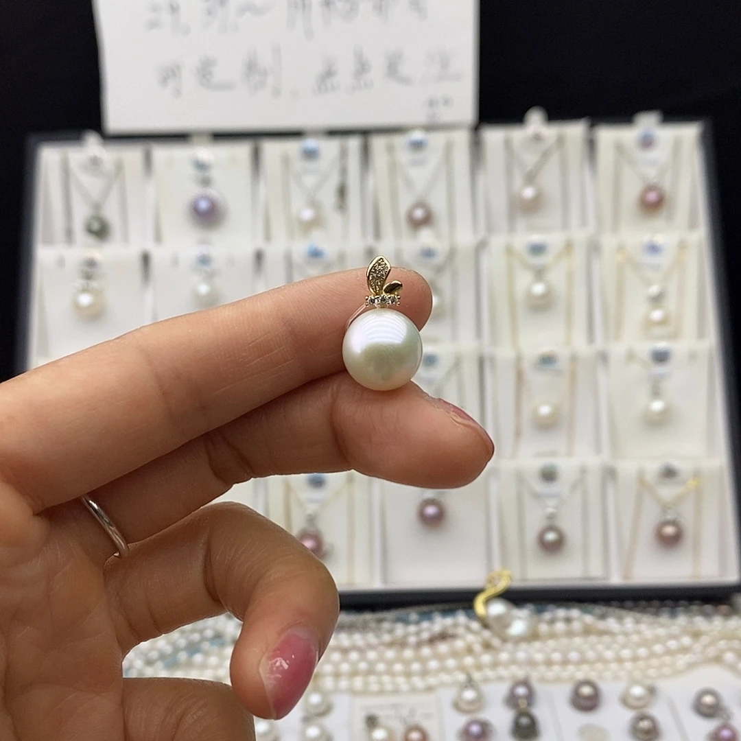银S925镶嵌淡水珍珠项链