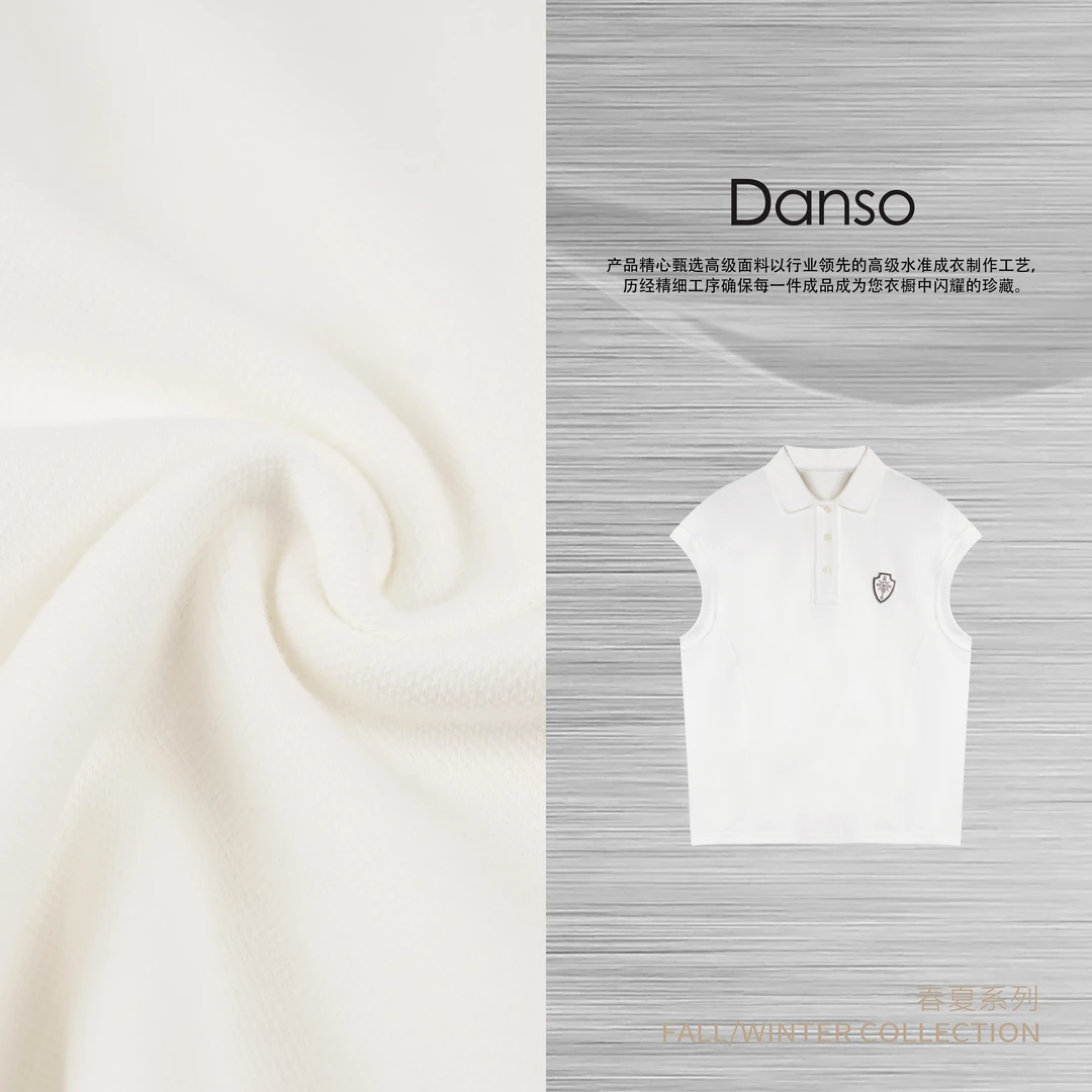 DANSO玉美华【高尔夫】无袖刺绣短袖宽松型T恤夏系户外休闲560105Y