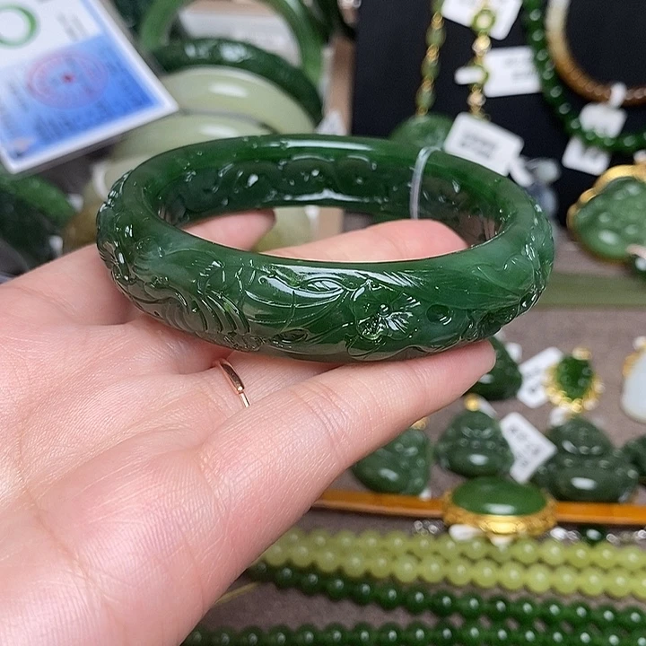 和田玉未镶嵌手镯62加