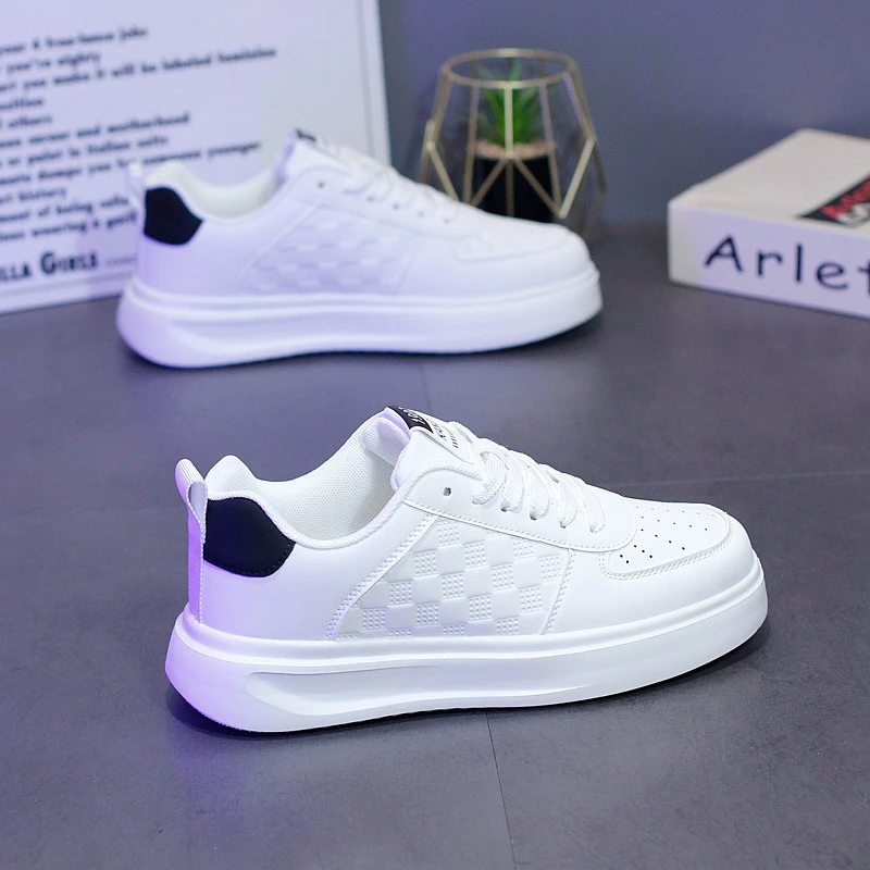 秋季新款男鞋印花厚底增高小白鞋潮流百搭休闲鞋学生板鞋男运动鞋