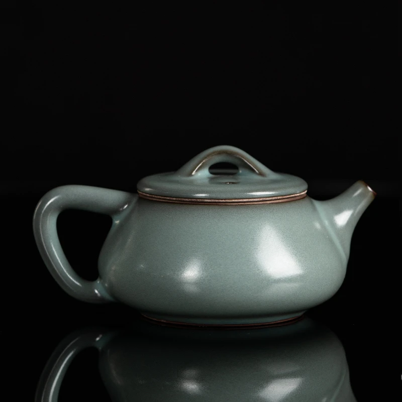 锋子汝窑铁胎石瓢壶 陶瓷功夫茶具泡茶壶 纯手工制作高端茶器家用