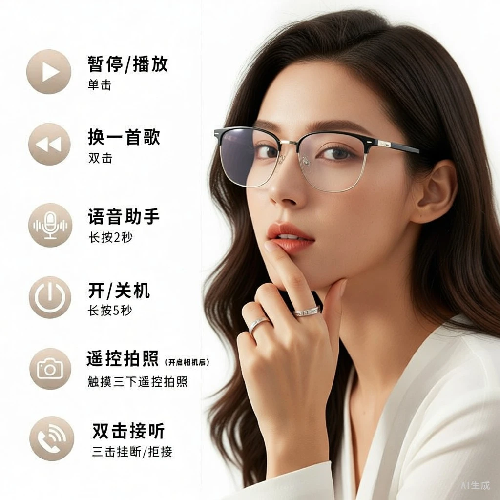 2025新款眼镜蓝牙耳机防蓝光骨传导不漏音安卓苹果手机都适用时尚