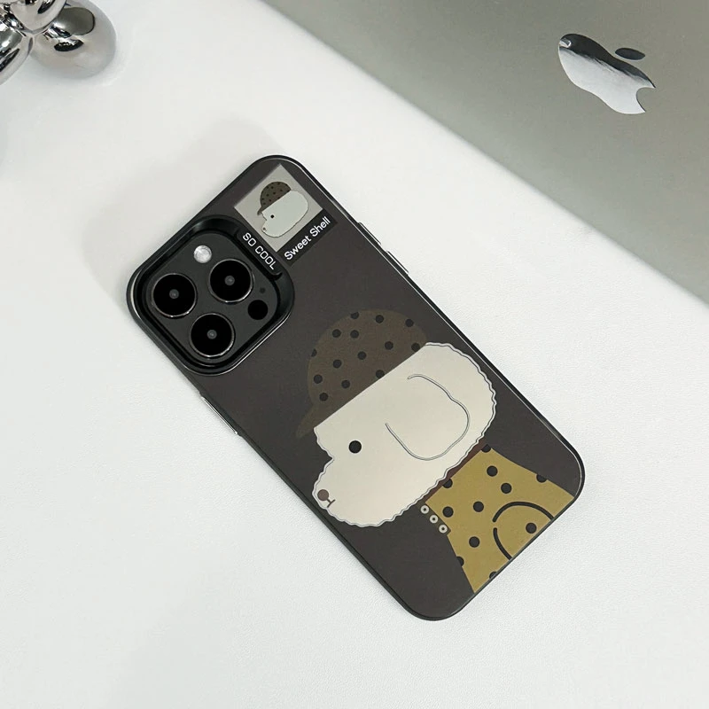 ins风帽子小狗适用苹果14PROMAX手机壳华为P70卡通iphone16小众15