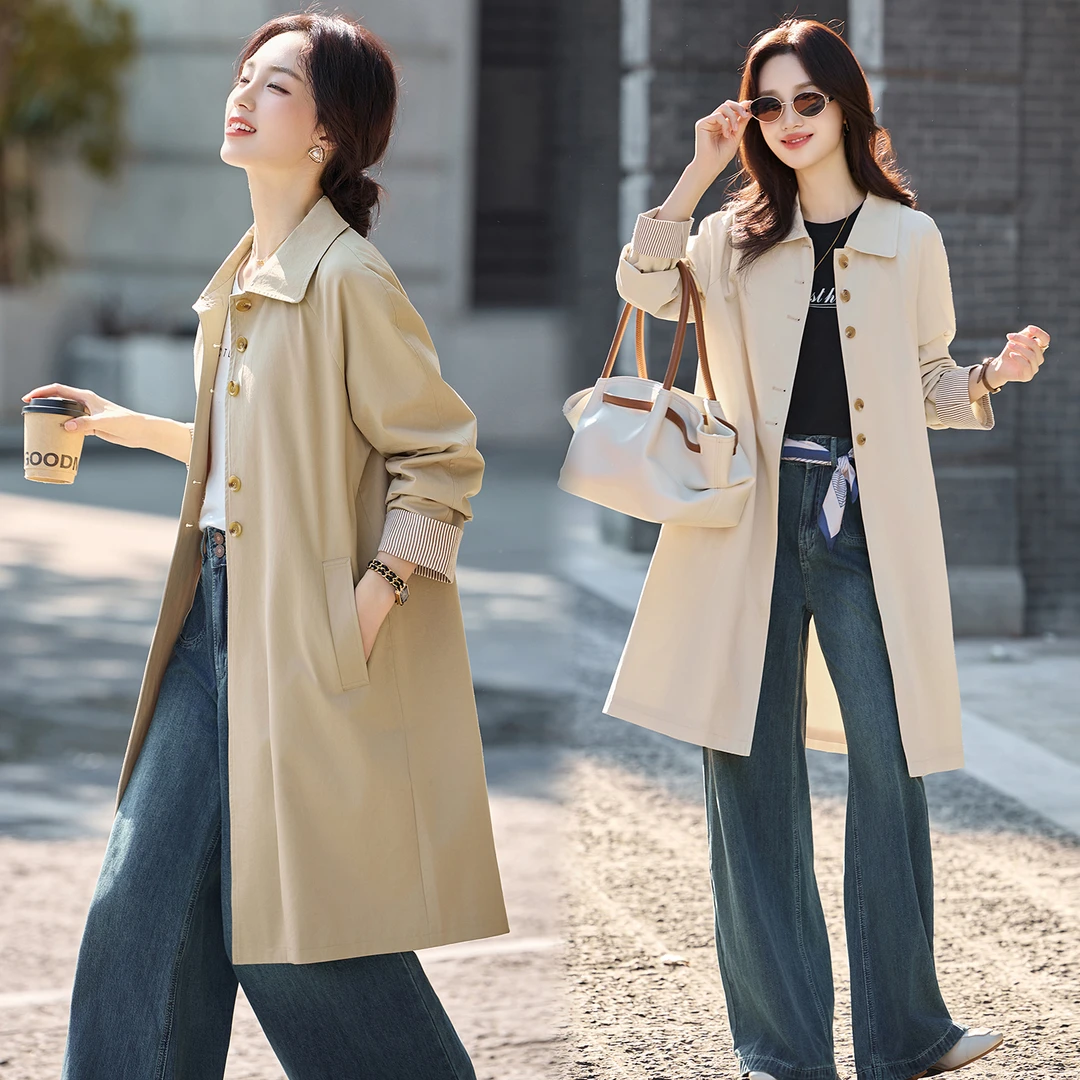 风衣女2025年新款女神范洋气减龄卡其色秋天衣服中长款外套女春秋