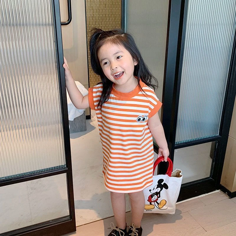 YeeHoO英氏【断码】女童t恤裙2025夏季新款儿童短袖洋气纯棉条纹