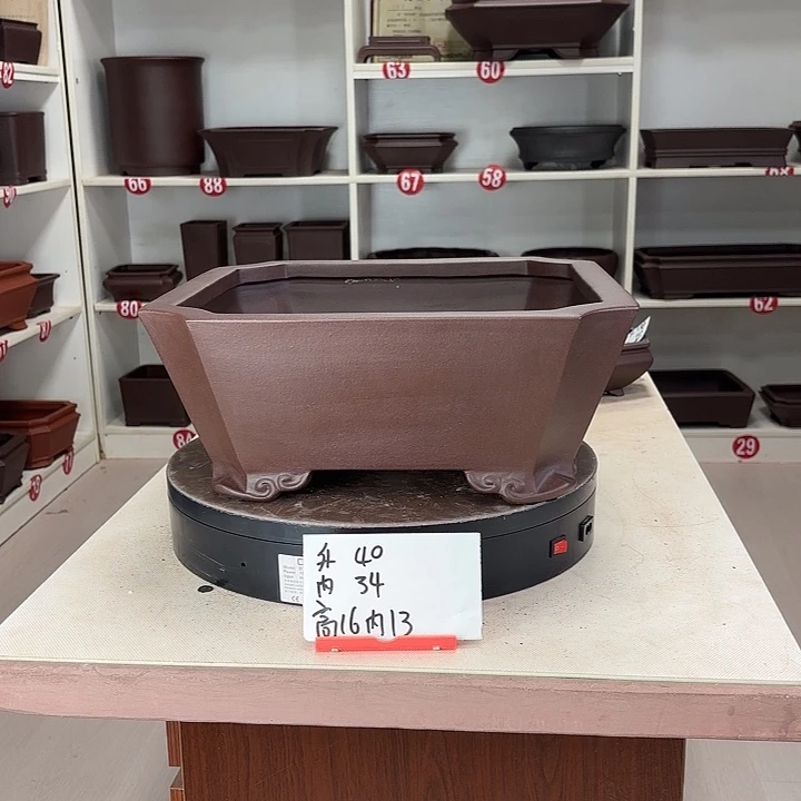 紫砂花盆云脚四方大