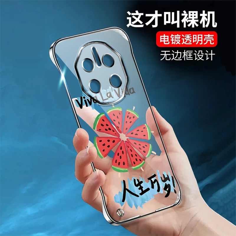 适用华为Mate50RS手机壳电镀无边框透明水果春夏超薄保护套时尚潮
