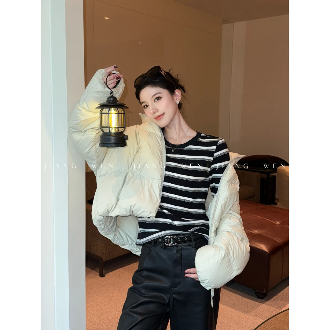 【条纹定律】姜雯“莱赛尔”竹节棉条纹撞色设计感打底上衣