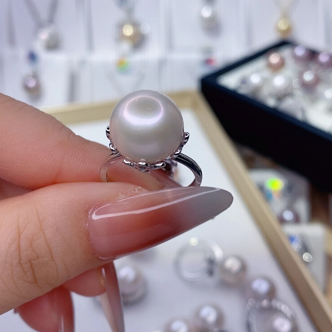 你***J淡水珍珠银S925镶嵌戒指