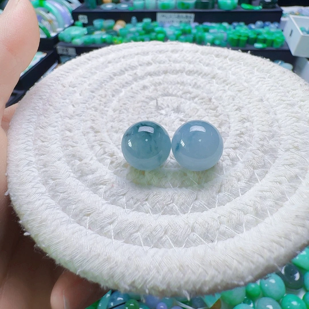 翡翠散珠卡14.6mm圆珠