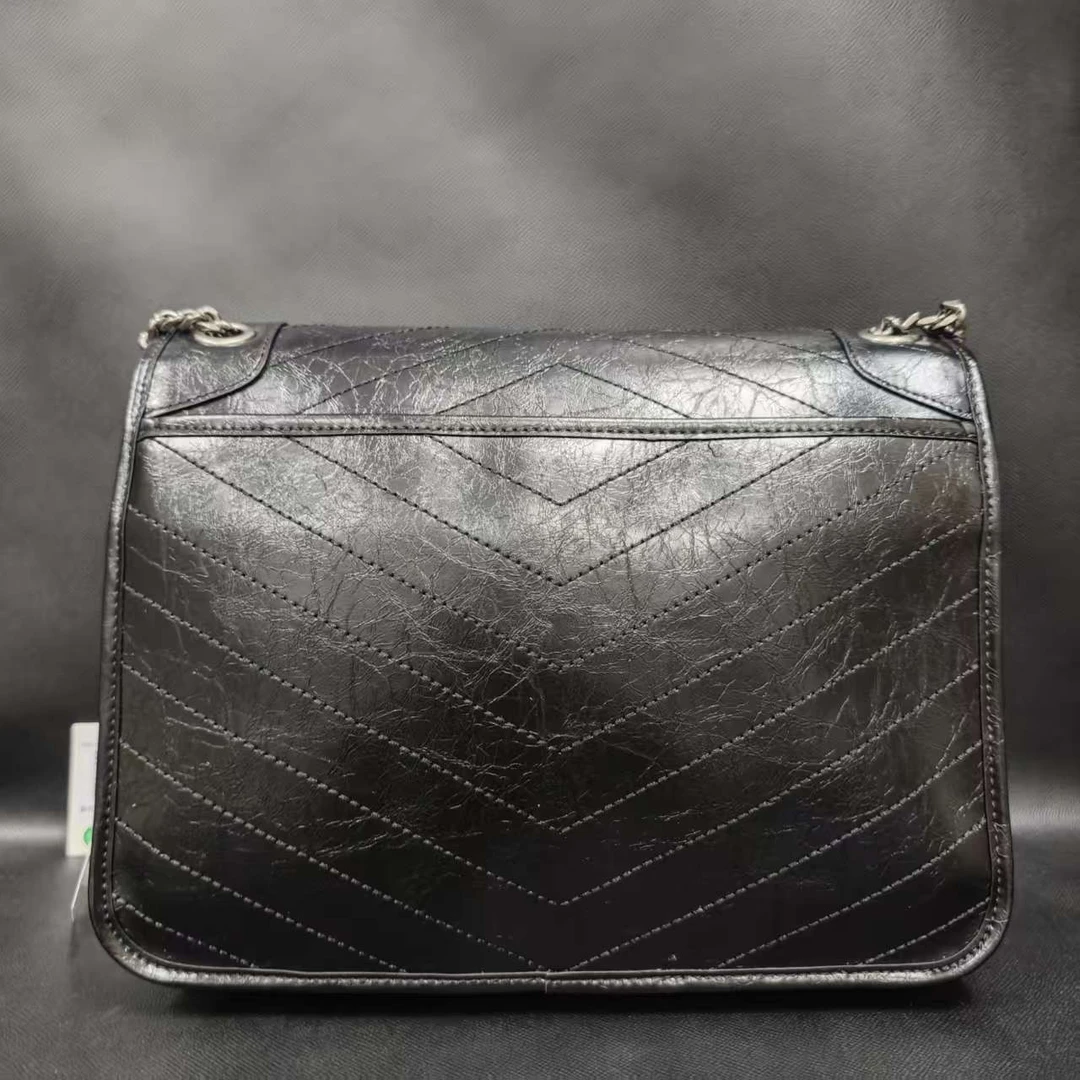 SMVP 高定奢品 时尚潮流真皮新款女包斜挎包32cm 10248-3 黑色