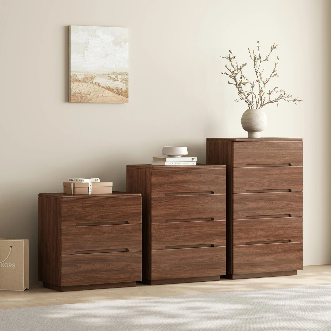 北美黑胡桃全实木斗柜三斗柜五斗柜 意式轻奢别墅置物柜