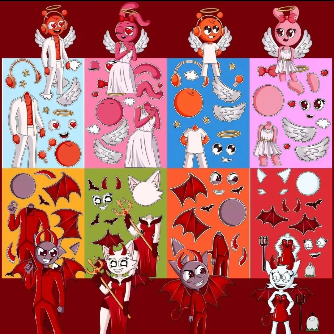 节奏盒子天使与恶魔模组趣味换装贴纸节奏盒子玩具