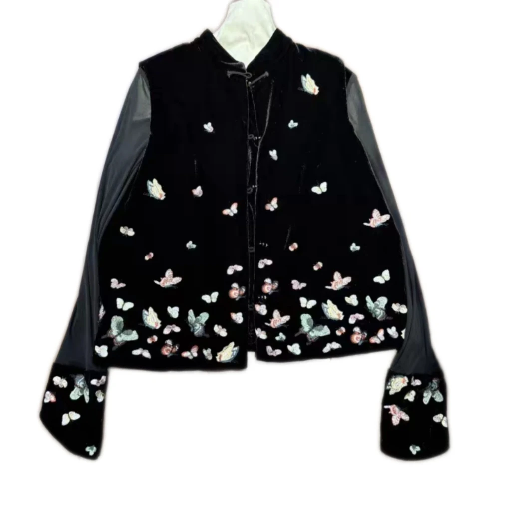 桑蚕丝丝绒蝴蝶翩翩打底马甲两件套