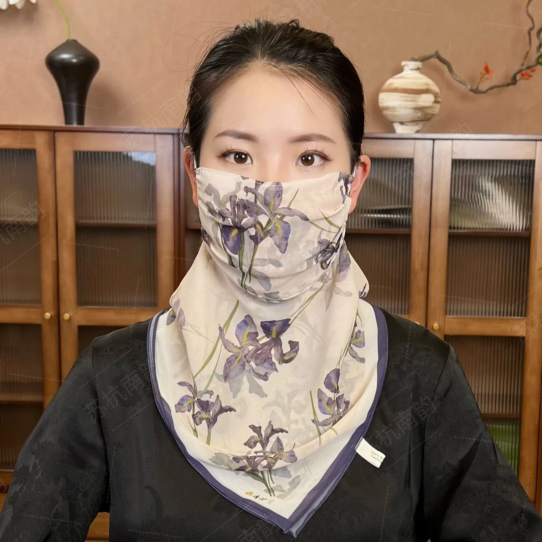 【C59-3 百合】花罗面纱气质百搭国风双面大方提花高档女士