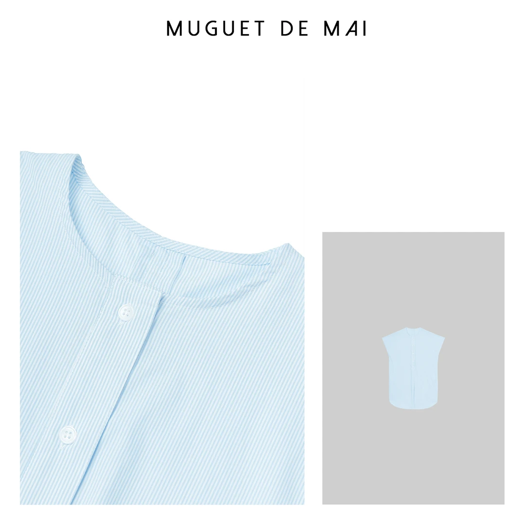 【MGDM】条纹短袖长衬衫衬衫裙 SBW24170