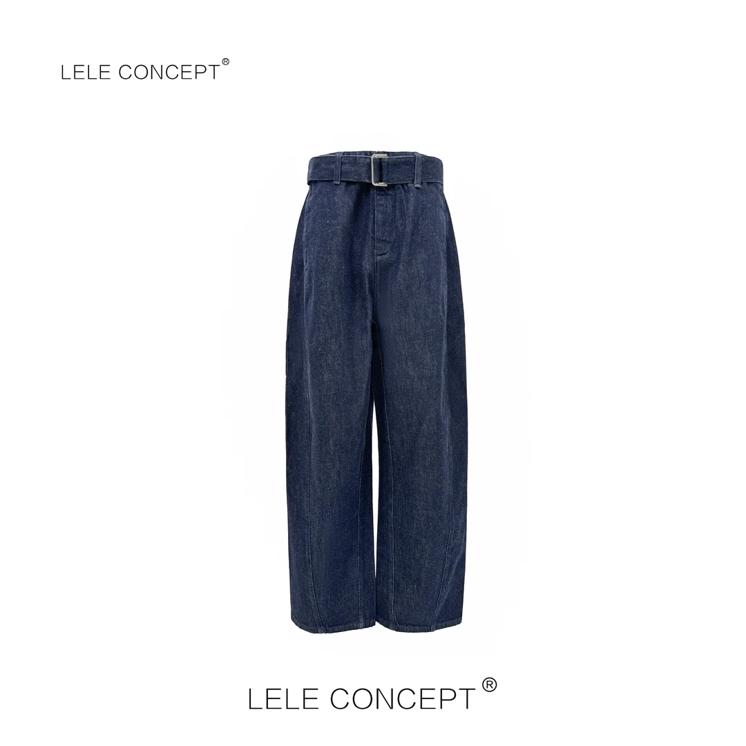 LELE CONCEPT｜【如一】时尚复古高级质感牛仔腰带阔腿裤K0331