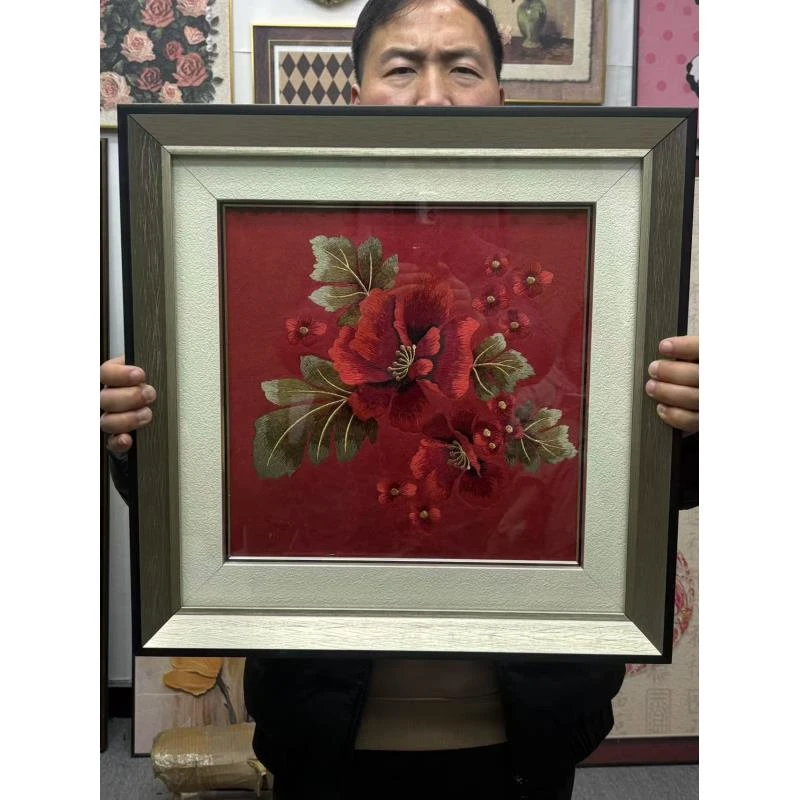 新中式绣品中华牡丹图纯手工苏绣刺绣挂画沙发客厅装饰画国画5050
