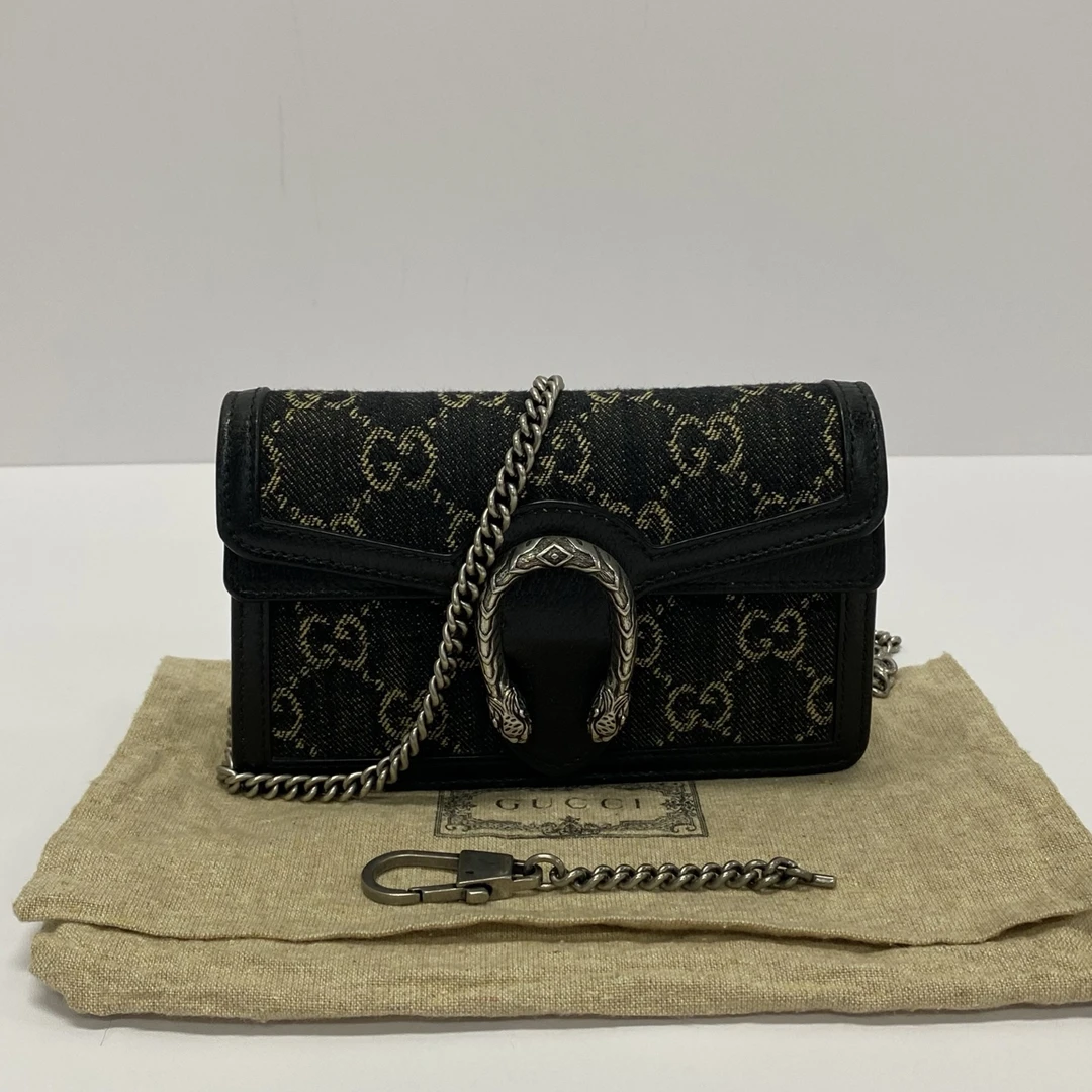 99新 GUCCI/古驰 新款丹宁酒神mini单肩斜挎链条包 61996