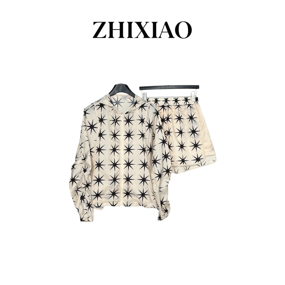 【ZHIXIAO】春季新款： 印花连帽套装256-1