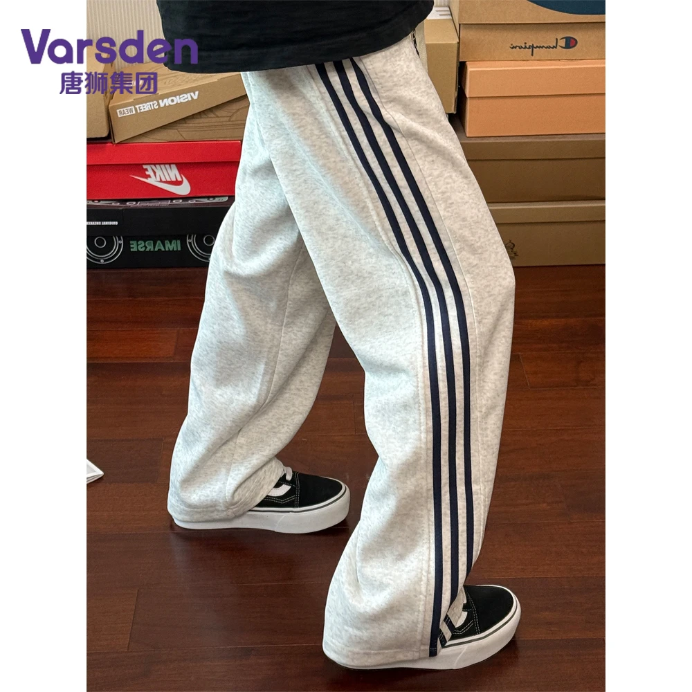 唐狮集团Varsden复古条纹显瘦秋季直筒裤运动时尚宽松男款休闲裤