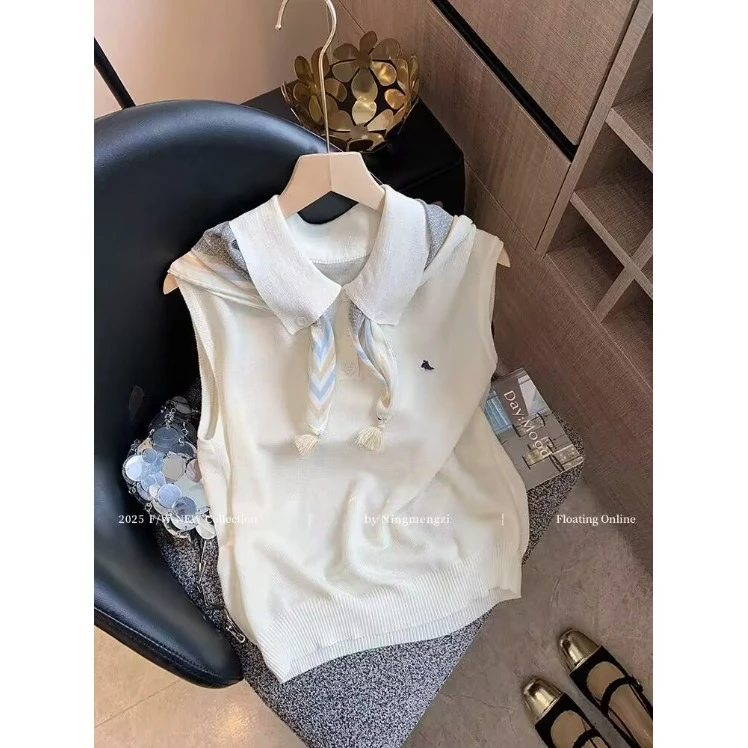 韩系气质polo领针织衫女装夏季独特漂亮T恤超好看配丝巾短款上衣