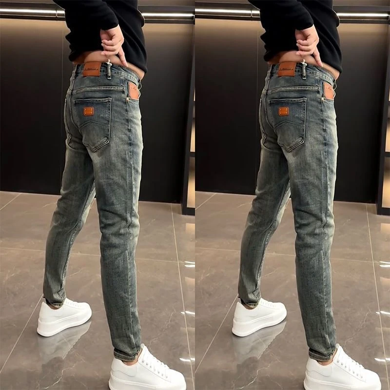 牛仔裤男士2025春秋百搭修身小脚长裤潮流欧货复古时尚轻奢休闲裤