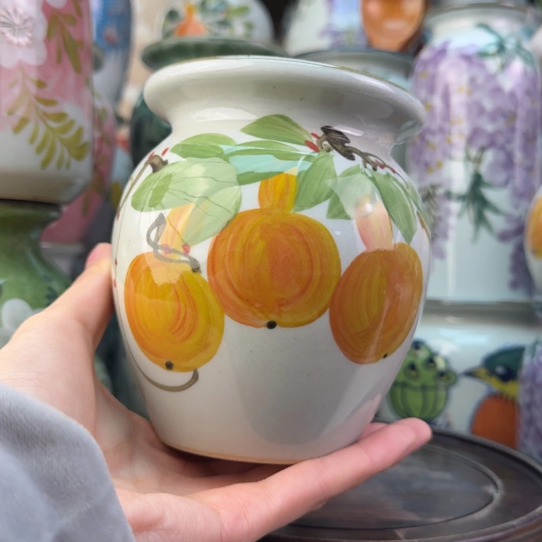 景德镇陶瓷手绘花瓶无孔