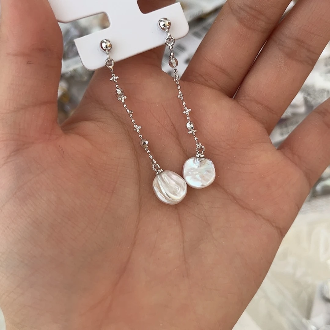 合金淡水珍珠耳饰