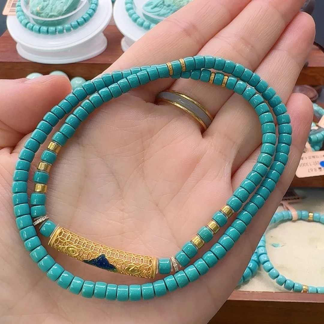绿松石18K金镶嵌珠宝半成品