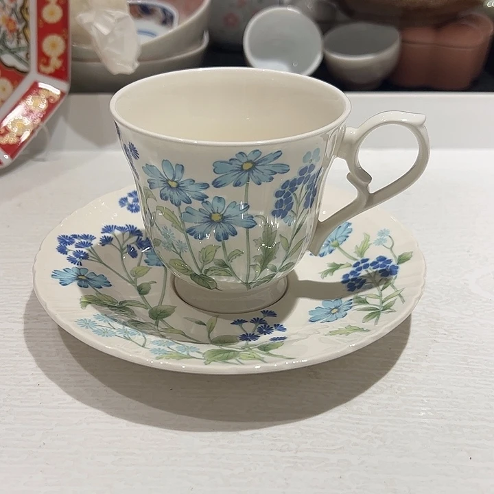 @***常瓷大牌花花高足咖啡杯套装超美漏出