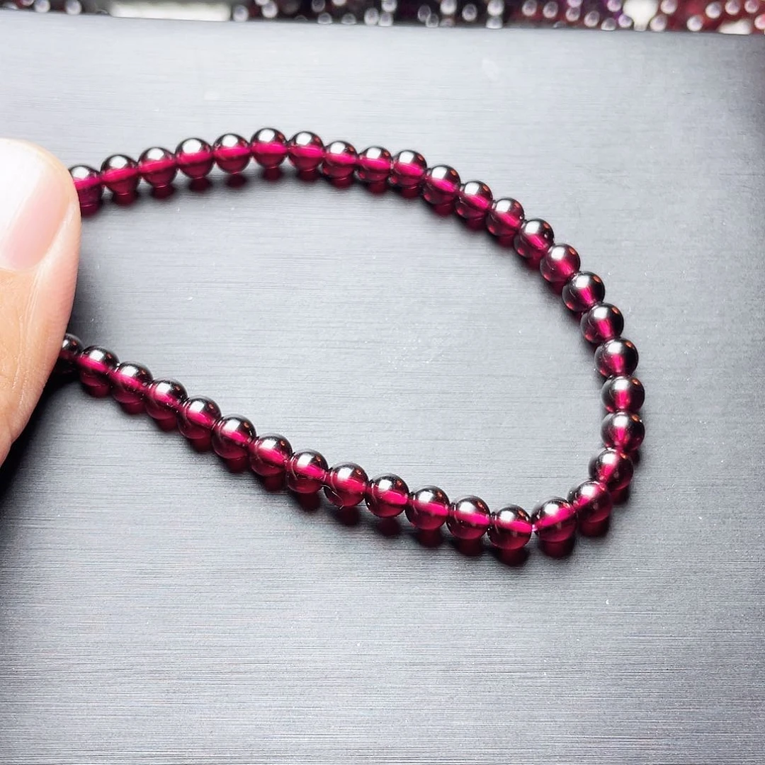 石榴石手链未镶嵌5.0MM毕业级酒红单圈天花板10A级