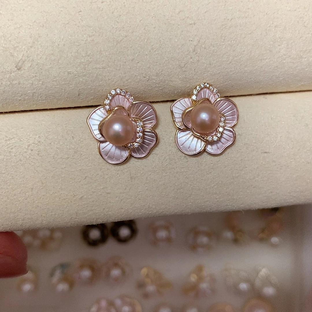 淡水珍珠耳饰合金