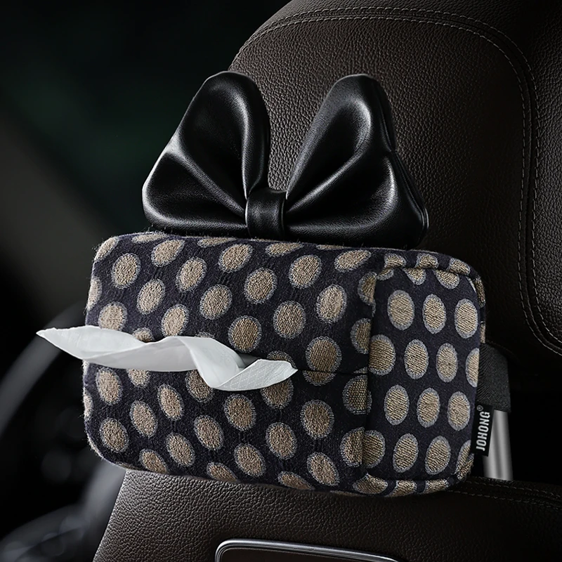 蓝波点汽车纸巾盒车载通用椅背抽纸盒纸巾包创意车内装饰用品大全