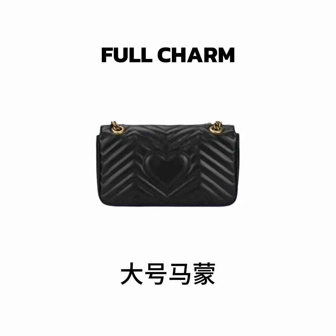 【E876】FULL CHARM-黑色大号马蒙-新款多功能斜挎包百搭单肩包
