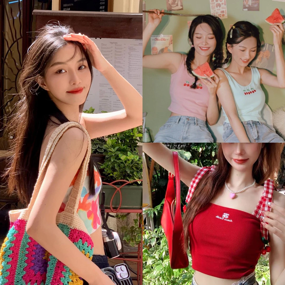 辣妹吊带背心 *  高腰短款百搭夏季上衣 编号款001-200 *