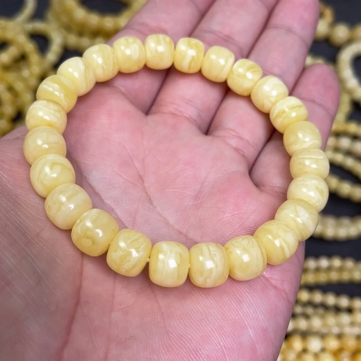 蜜蜡未镶嵌裸石虎皮纹千层雪蜜蜡手串9.5mm