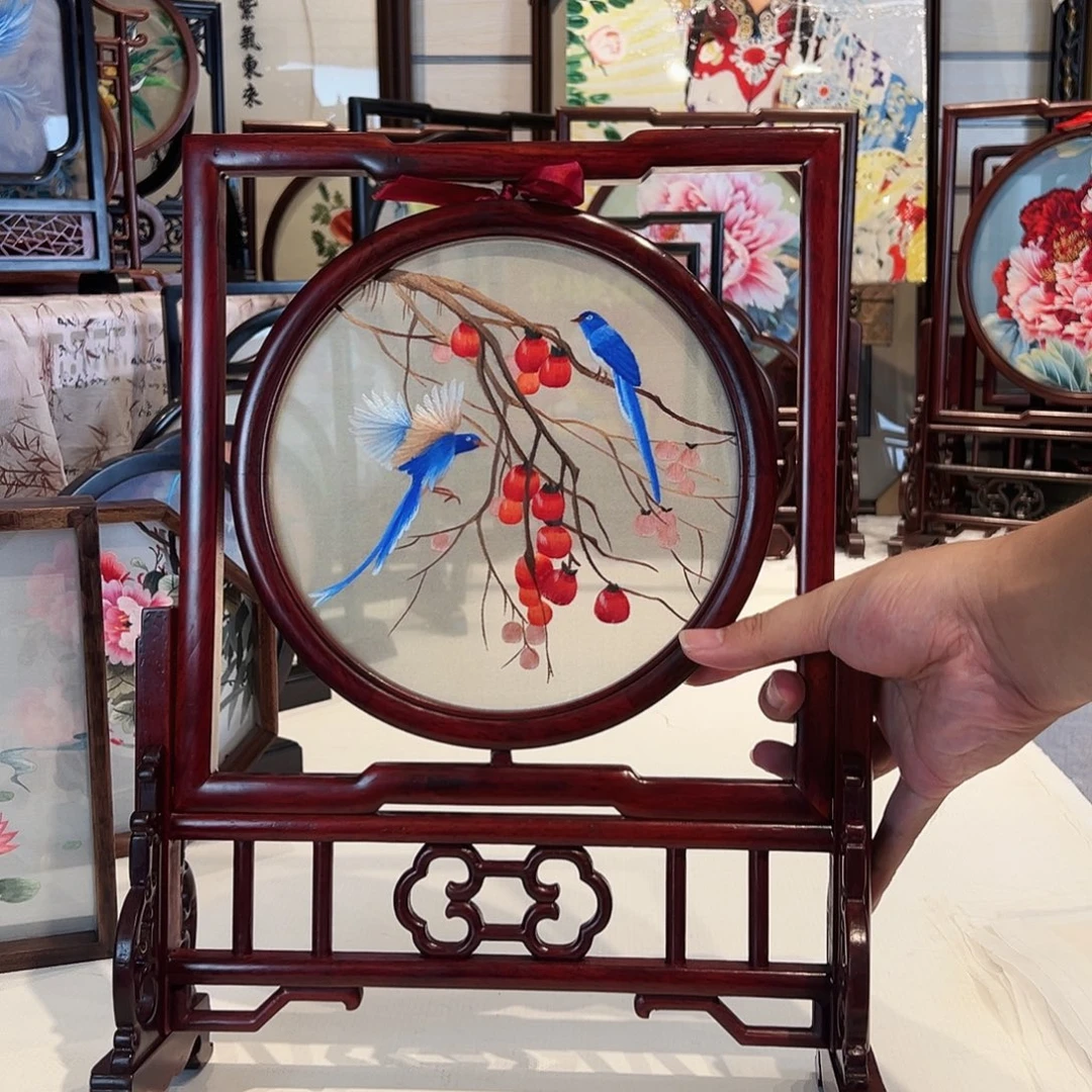 织绣苏绣摆台手工红木