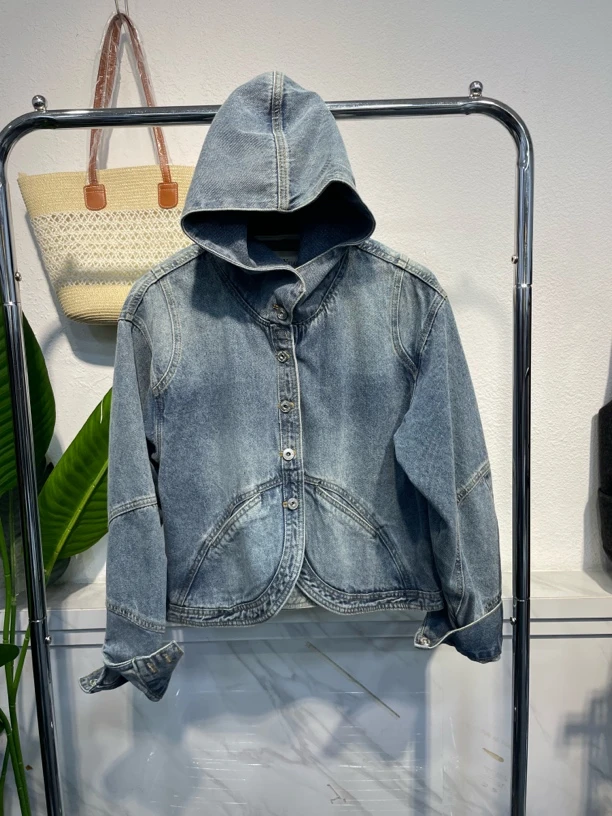 2025秋款休闲时尚连帽百搭牛仔外套时尚洋气日常穿搭直得姐妹冲