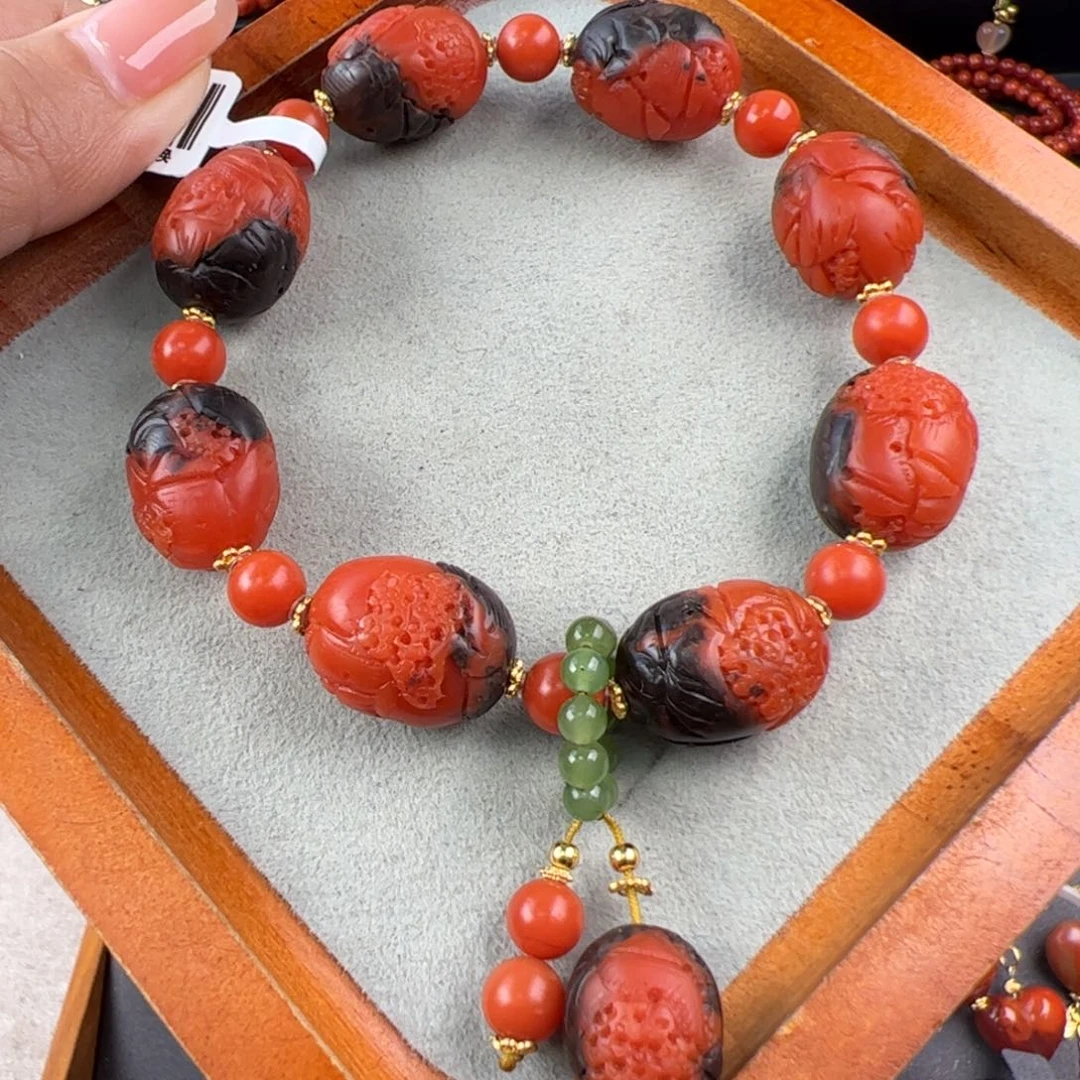 南红玛瑙未镶嵌（保山阿东寨山水手串13-14mm