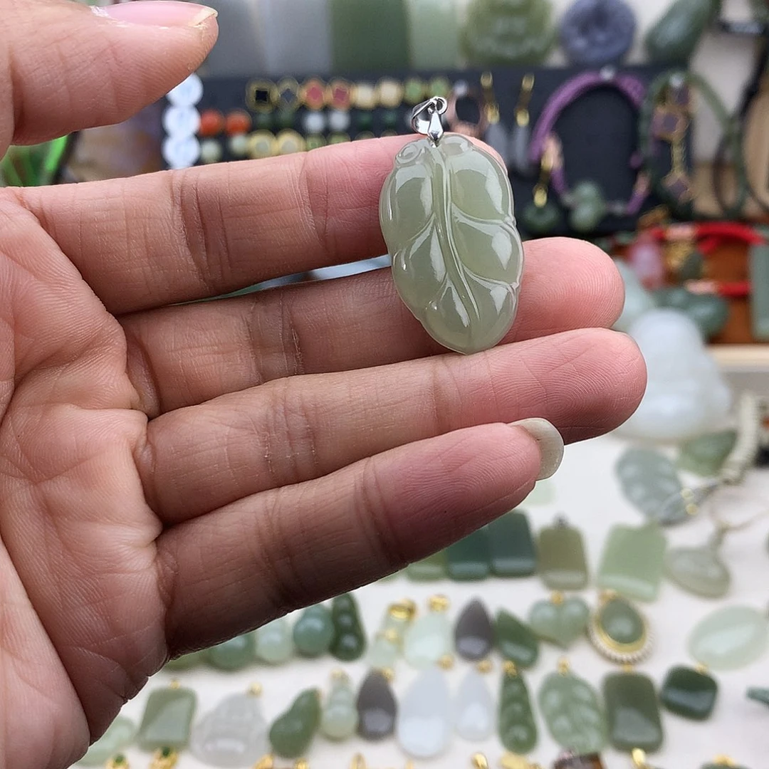 和田玉银S925镶嵌吊坠(不含链)