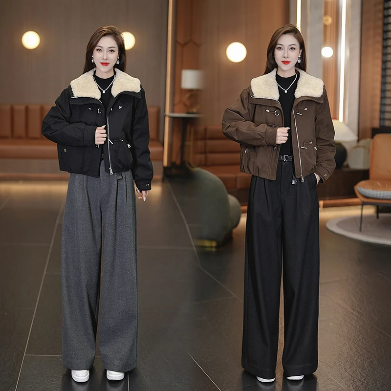 静奢风时尚短款翻领棉服女2025秋冬季新款小个子宽松保暖棉袄棉衣