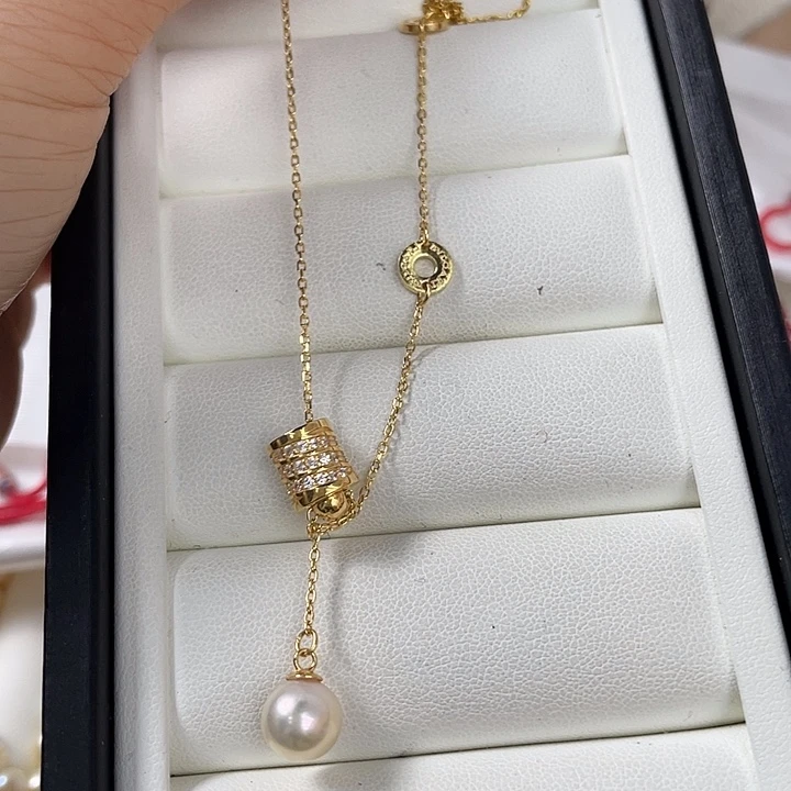 海水珍珠银S925镶嵌颈饰