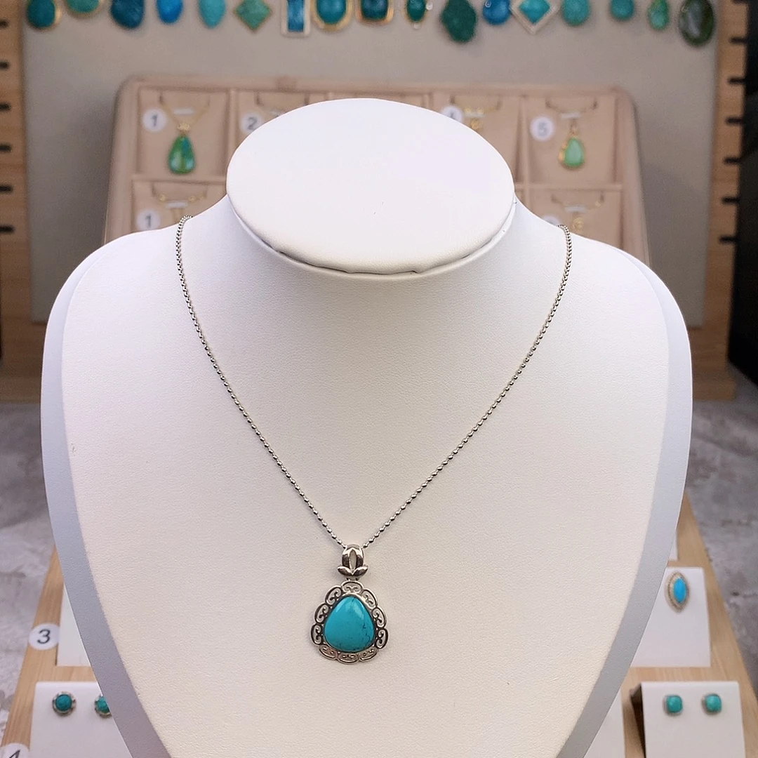 绿松石银S925镶嵌颈饰