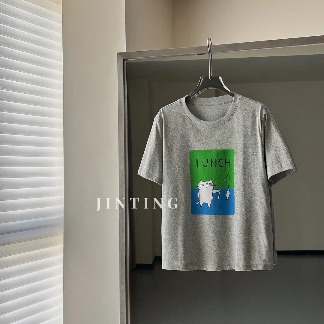 夏季时尚休闲卡通简约舒适圆领百搭潮流宽松短袖-J25203322